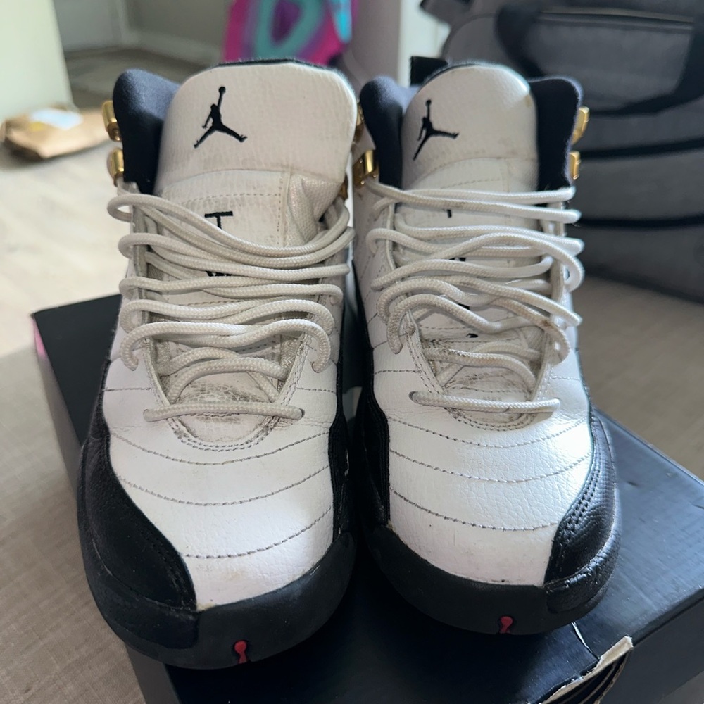Jordan Retro 12 Sneakers - White, Black, Gold - Picture 2 of 6